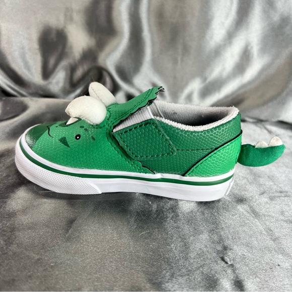 Vans Toddler Slip On Green Triceratops Dinosaur Slip On Sneakers Size 5.5 EUC - Picture 8 of 16